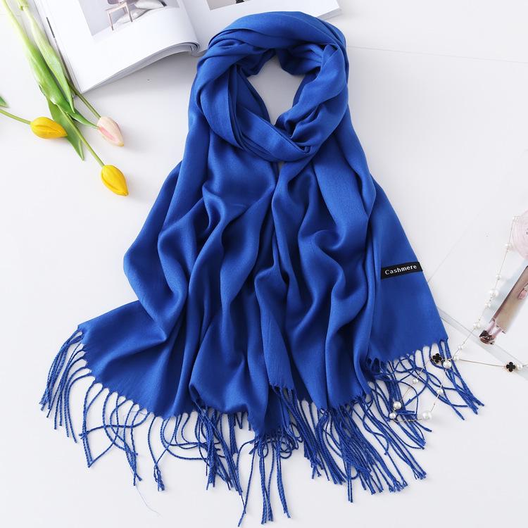 2024 Autumn And Winter New Solid Color Extended Thin Imitation Cashmere Scarf Versatile Warm Neck Protection Scarf Shawl For Women