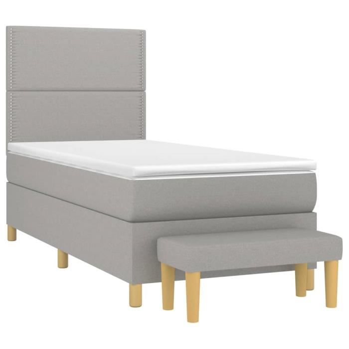 3137053 vidaXL Divan Bed with Mattress Light Grey 100x200cm Fabric
