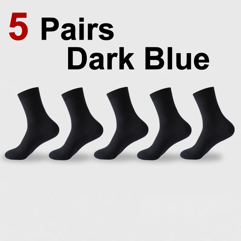 Men 5 Fiber Bamboo Pairs Knitted Round Neck Socks Anti Odor Sweat Absorbing Comfortable Breathable Business Casual Wear Socks