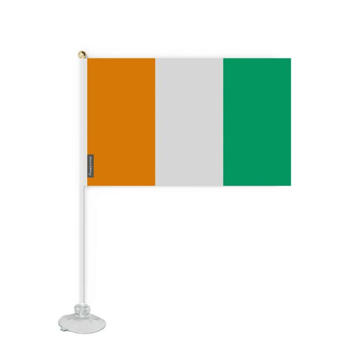 Drapeau - Côte d'Ivoire - Mini Drapeau Ventouse - 14 X 21 Cm - Polyester - Impression Recto/Verso