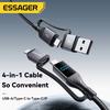 Essager Кабель USB 4 в 1 с цифровым дисплеем Type C 100 Вт PD Кабель для быстрой зарядки для iPhone Macbook iPad Xiaomi Кабель Type C Lightning