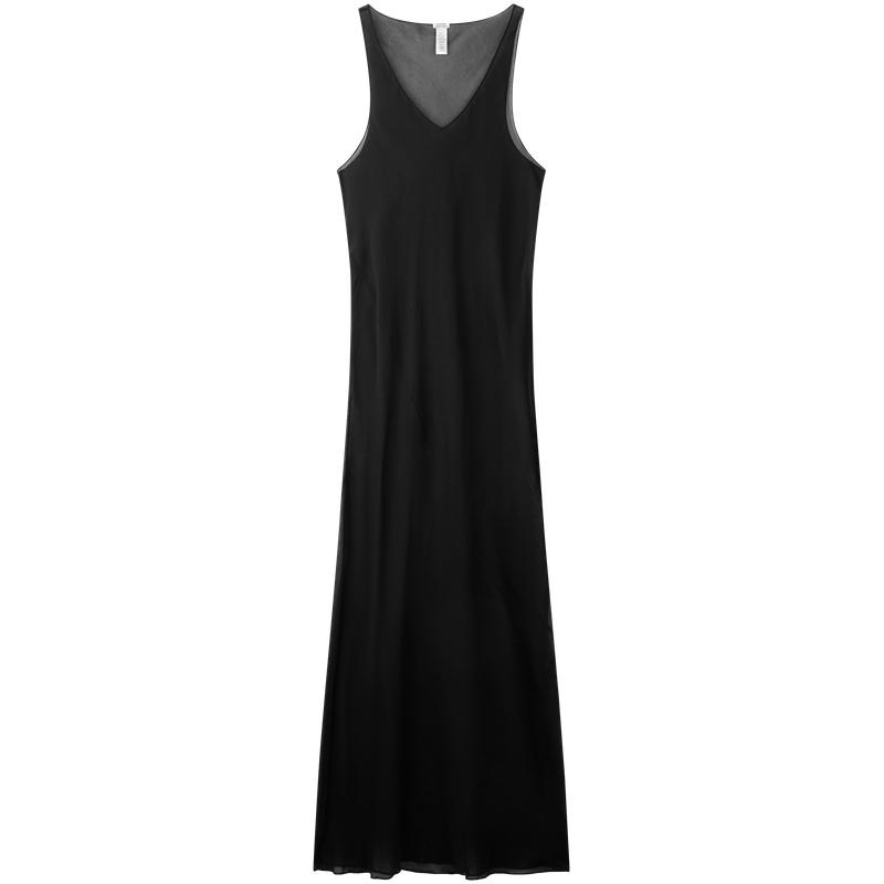Calvin Klein Ss25 V-образный вырез Повседневная удобная простая ночная рубашка без рукавов женская ночная рубашка Space-Black QS7359