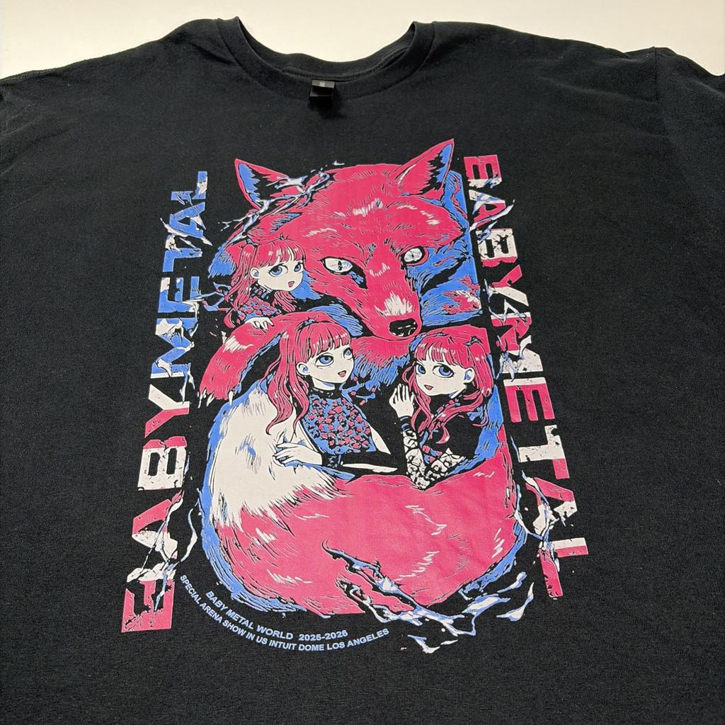 Babymetal 2025 Tour Los Angeles Double Sided size 2XL T Shirt Rare Band Merch
