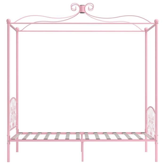 Maison Exclusive - Cadre de lit à baldaquin sans matelas rose métal 90x200 cm