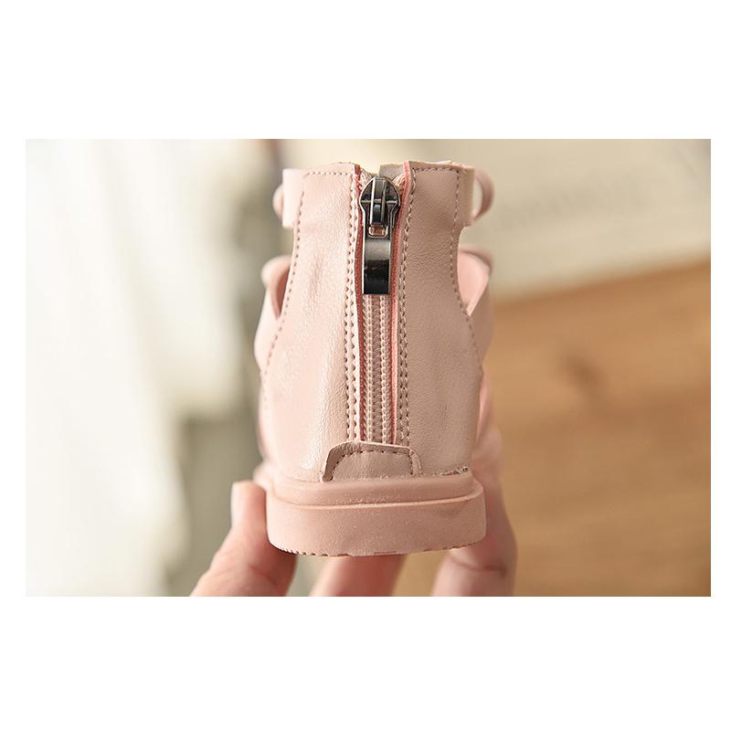 Летние розовые сандалии для девочек, модные римские сапоги, детские сандалии-гладиаторы с высоким берцем, детские сандалии для малышей, обувь высокого качества для девочек