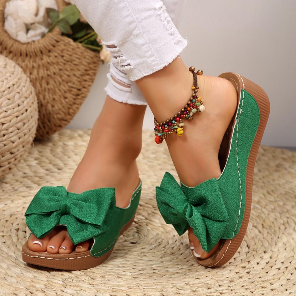 Fashion Women's Fashion Butterfly Slippers Comfortable Platform Flat Soled Outdoor Glitter Lightweight Comfortable Casual Bow Sandals