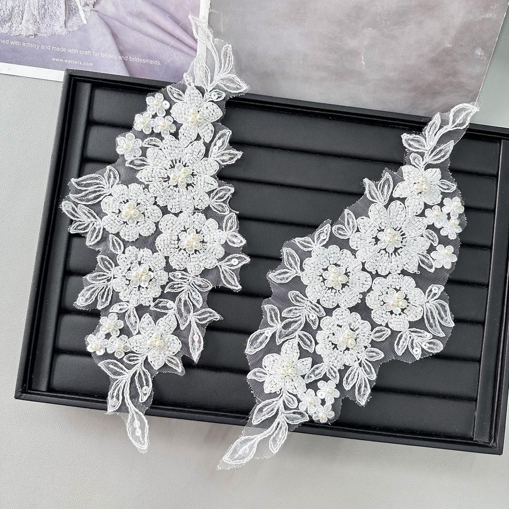 Hot-Selling Beaded Sequins Embroidered Front Neckline Patch Dress Wedding Dress Front Collar Diy Accessories