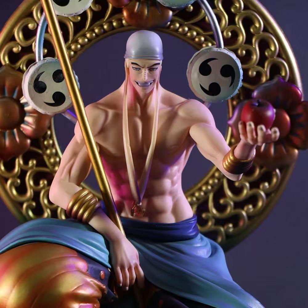 Аниме One Piece 39 см Громовержец Энель Сидящая Фигурка Действия ПВХ Статуя Модель Коллекционные Игрушки для Мальчиков Настольное Украшение Подарки