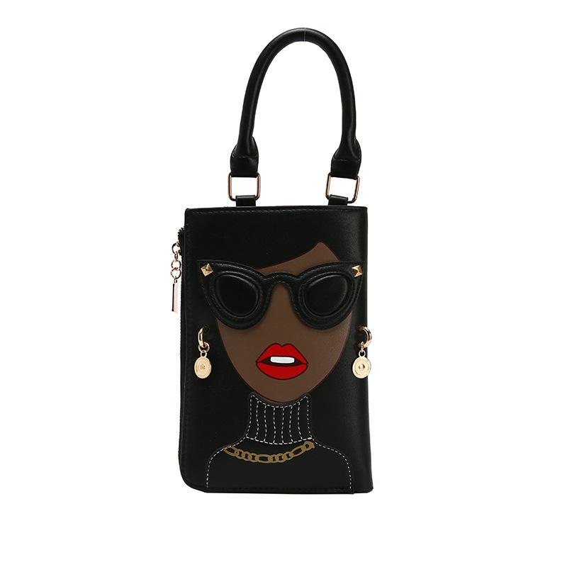 Fashion Women's Bag Cartoon Mobile Phone Bag Hit Color Shoulder Bag