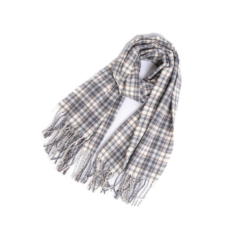 Осенне-зимний шарф, женский клетчатый шарф с кисточками, шаль