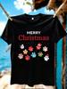 Wzm10980christmas Print Plus Size Unisexs Round Neck Summer Casual Short Sleeved Street Fashion Versatile Tshirt