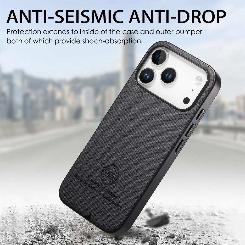 Кожаная задняя крышка для телефона iPhone 17 Pro с тканевой текстурой