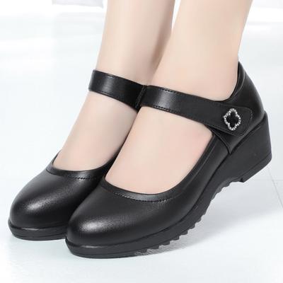 Женские туфли на танкетке Женские повседневные туфли на ремешке вокруг щиколотки Женские рабочие офисные туфли-лодочки Комфортные туфли из натуральной кожи с мелким вырезом Туфли для мамы