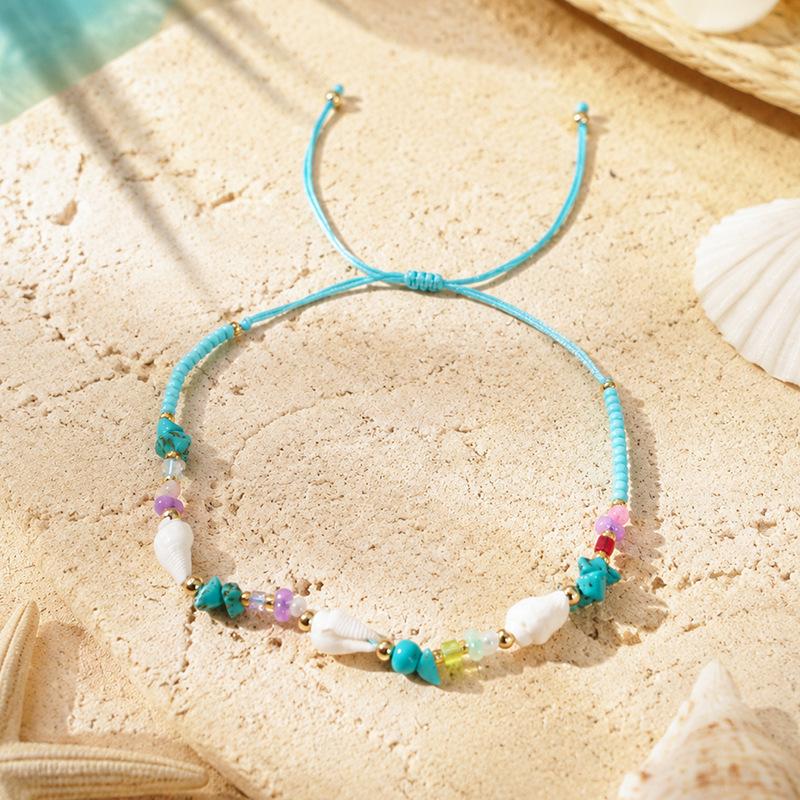 New Starfish Jewelry Bohemian Holiday Wind Gravel Conch Hand Rope Summer Beach Rice Bead Bracelet Women