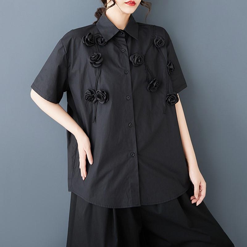 Хлопковые рубашки и блузки оверсайз с короткими рукавами для блузок, повседневные свободные летние топы, женская рубашка на пуговицах