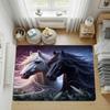 Black and White Couple Horses Area Rug, Sunset Grassland Wild Horse Non Slip Floor Carpet