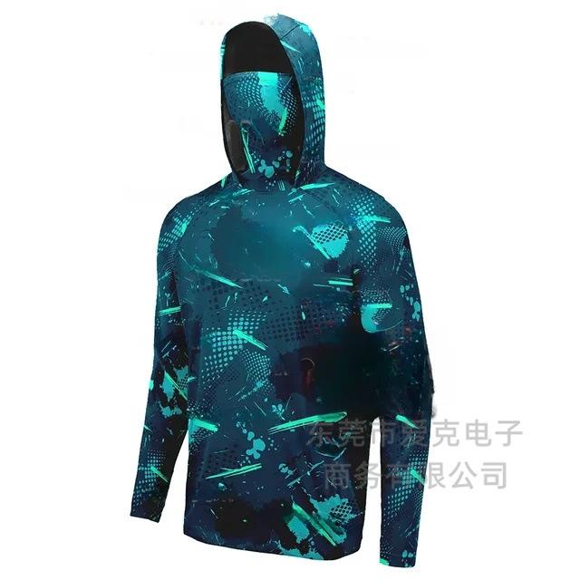 Quick-drying fishing suit men's summer breathable sunscreen UPF50 + hooded mask fishing shirt