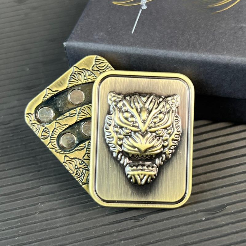 Голова Тигра Fidget Механический Слайдер Магнитная Толкающая Карточка Толкающая Пластина Тактильная Монета Сенсорная Игрушка EDC Металлическая Игрушка для Снятия Стресса