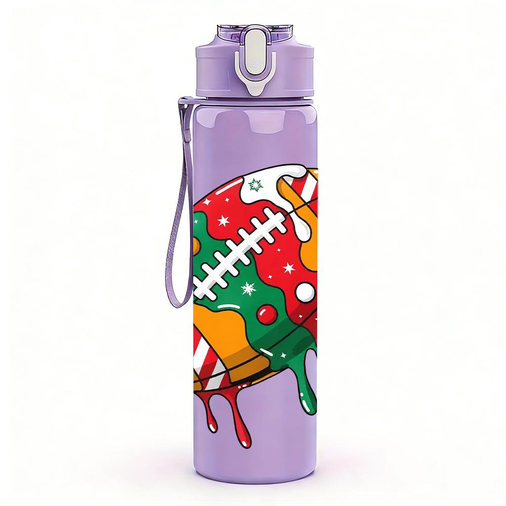 1PC Colorful American Football Graphic 750ml Color Plastic Water Bottle Leakproof Flip Straw Lid For Sports Office Home Use