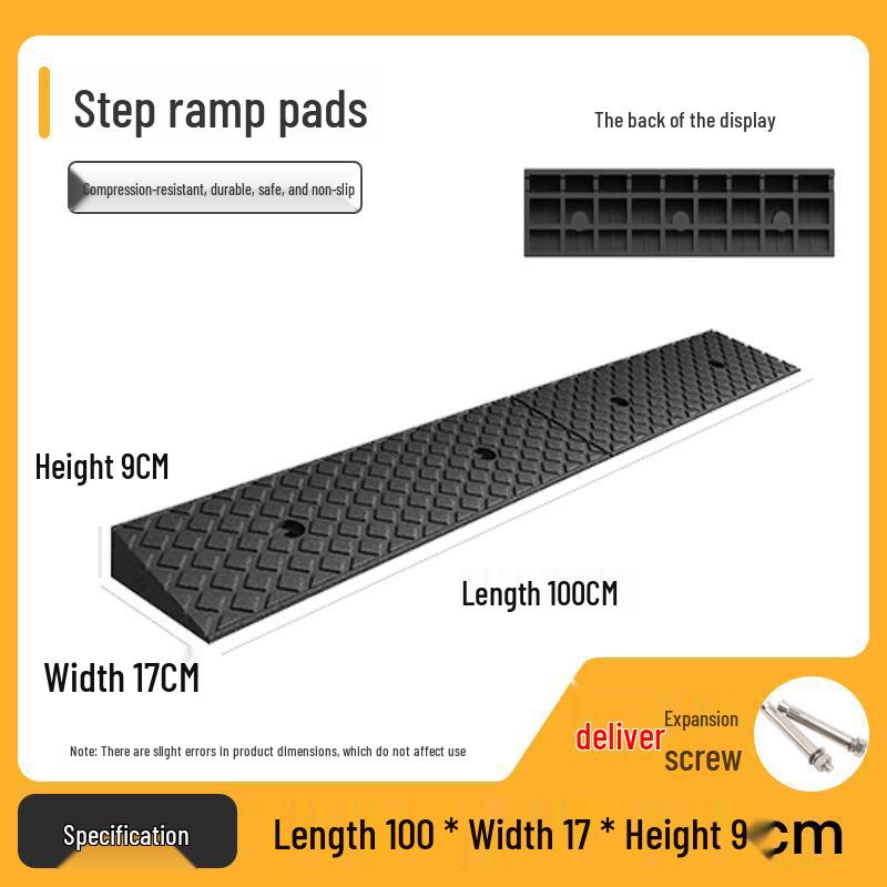 Rubber-Plastic Anti-Slip Speed Bump Curb Ramp Mat for Cars