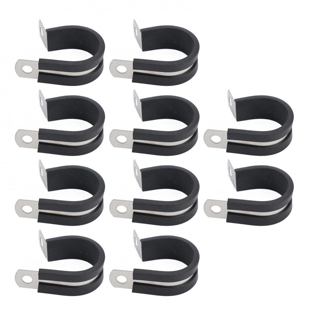 10pcs Stainless Steel Rubber Lined P Hose Pipe Clamps Cable Mounting Clips Wire