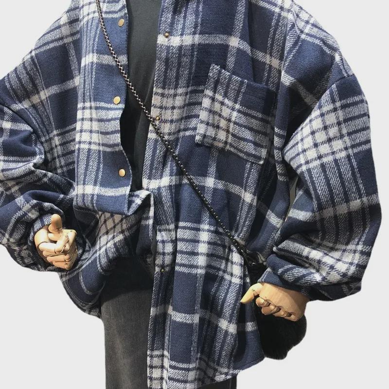 Женская клетчатая рубашка в ретро-гонконгском стиле, размер 240 джин, плотный, с длинными рукавами, модель ранней осени