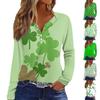 Women's Fashion Casual Printed V-neck Long Sleeve Button Up T-shirt Top