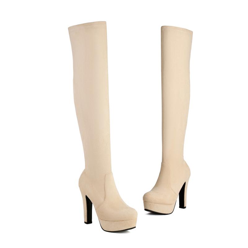 Женские сапоги на высоком каблуке, сексуальный европейский и американский стиль, осенне-зимние новые водонепроницаемые сапоги до колена большого размера на тонком каблуке