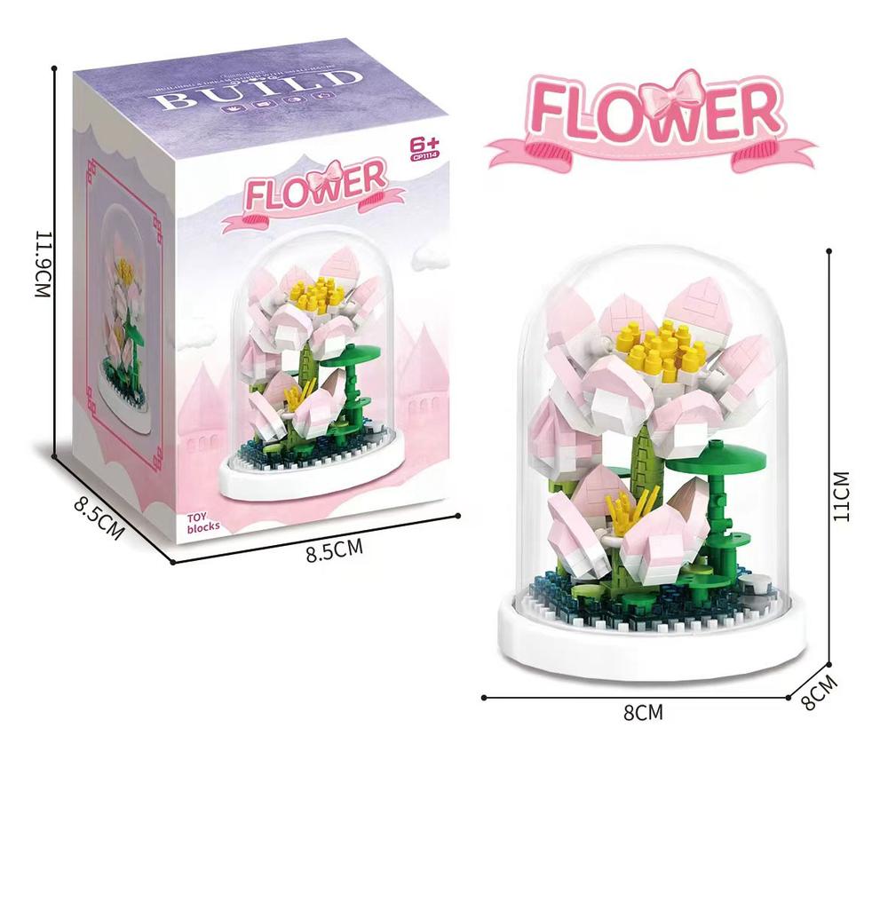 Букет Вечных Цветов Бонсай Комнатное Растение Модель Микро Строительные Блоки Украшение для Дома Головоломка Игрушки Детские Подарки на День Рождения Рождество