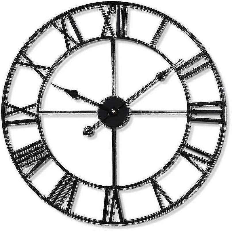 Large Metal Wall Clocks Silent Non Ticking Vintage Style Wall Clock With Roman Numerals For Room Hotel Decor Gift - Ri