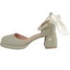 Gentle and Simple Bow Small Thick Heel High Heels Women's 2025 New Summer Pearl French Mary Jane Shoes