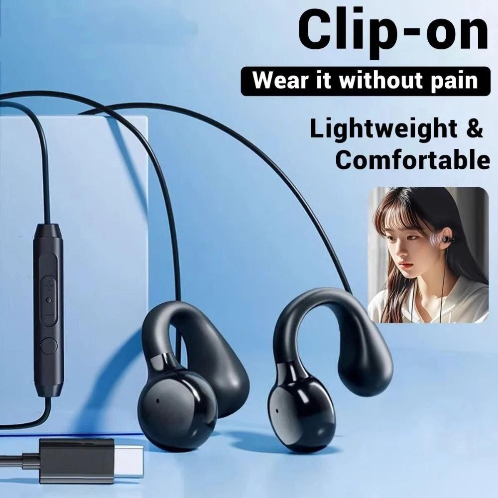 Air Conduction Earclip Headphones Bone Conduction Clip On Headphones Wired Headphones For Yoga