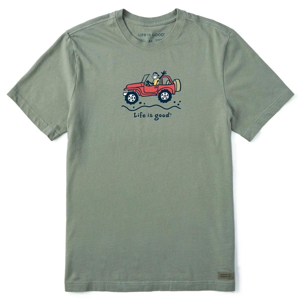 Жизнь прекрасна. Мужская футболка Offroad Jake с коротким рукавом, цвет «Моховой зеленый»