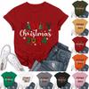 Women's Casual Christmas Printed Short Sleeved Loose Round Neck Pullover Top Top
