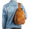 Johnature Retro Men Mini Backpack Genuine Leather Multifunctional Bag First Layer Cowhide Handmade Male Chest Bags