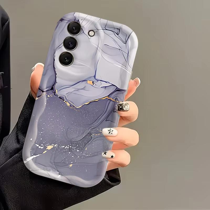 Цветной Мраморный Крем Волнистый Край Чехол для Samsung S26 Ultra 5G Чехлы Galaxy S25 Plus S24 S23 S21 FE A17 A37 A57 A56 A55 A16 Чехол