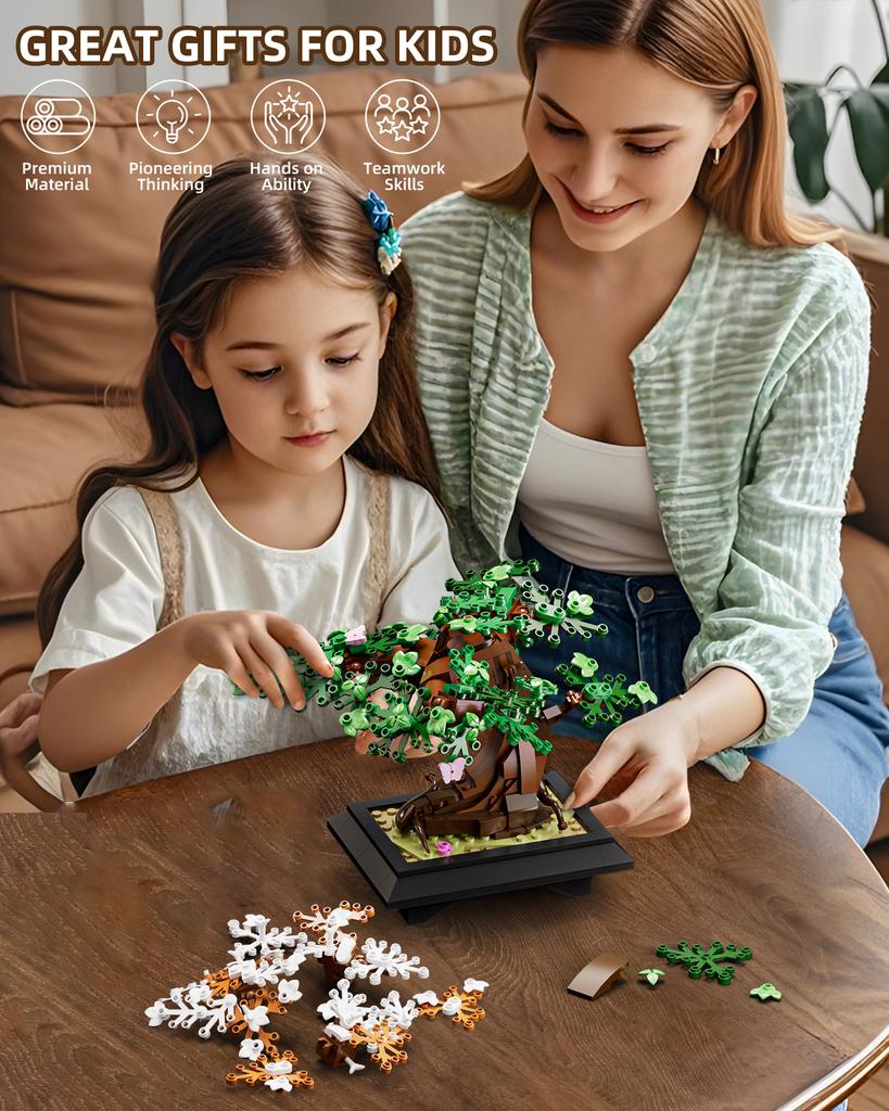 Gobricks MOC Четыре Сезона Цветочное Дерево Кирпичная Модель Весна Лето Осень Зима Дерево Бонсай Домашнее Украшение Конструктор Игрушки