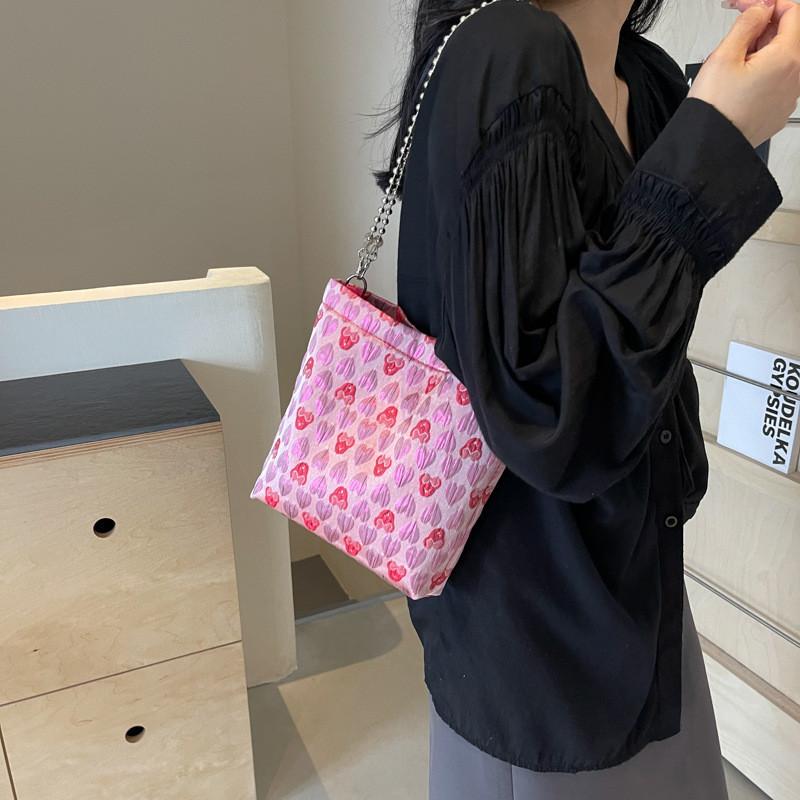 Trendy Casual Canvas Bucket Bag For Women Summer 2024 In Black And Pink