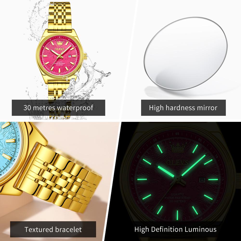 Watches Woman Elegant Quartz Watch Waterproof Luminous Stainless Steel Date Watches Woman Bracelet Gifts Box