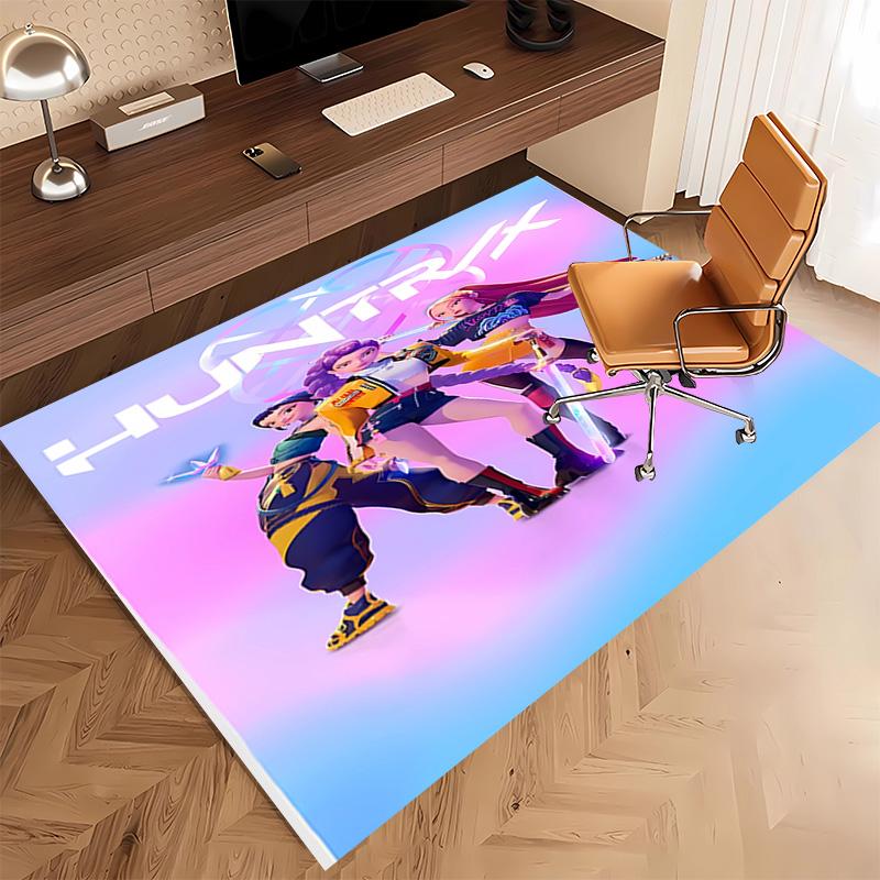 1pc Demon Hunter Print Area Rug - Soft, Washable Non-Slip Indoor Mat, Living Room, Home Office Decorative Rug,Office Decorative