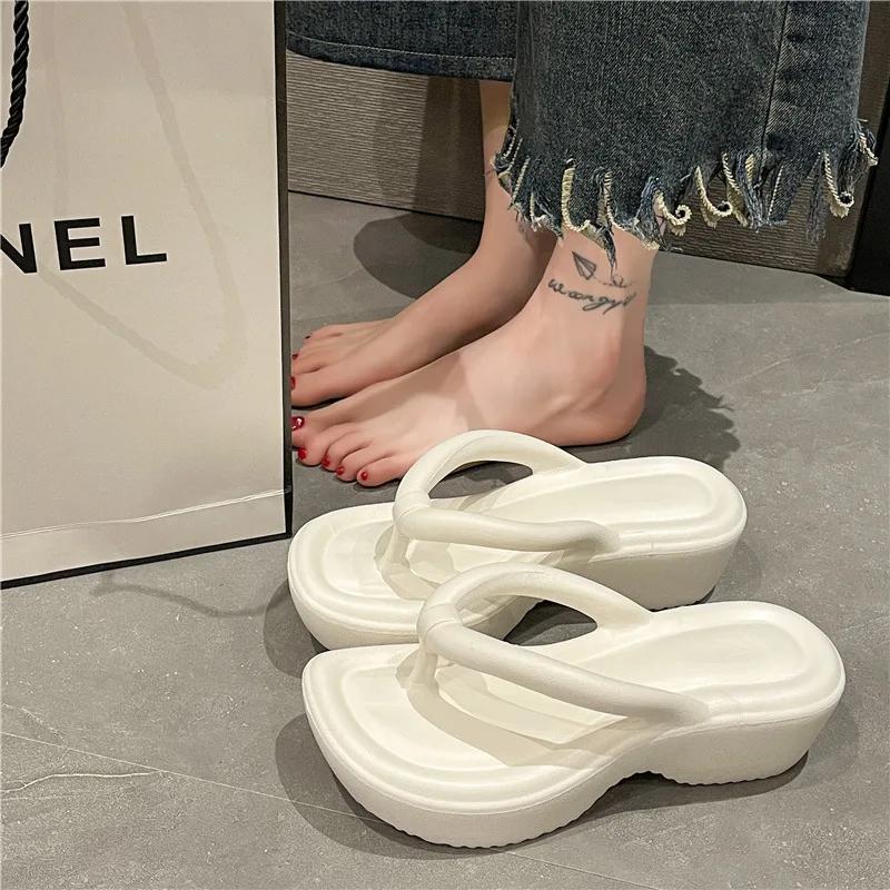 2024 Модные женские тапочки Летние тапочки Eva на танкетке Нескользящие домашние тапочки для улицы Женские сандалии Шлепанцы Pantuflas Mujer