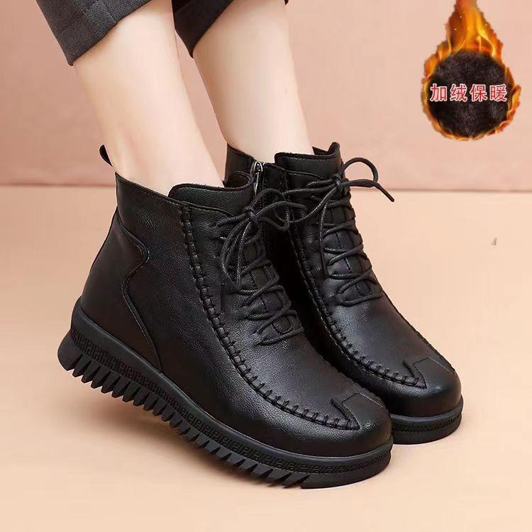 Thick-soled heightening velvet warm snow boots women's winter new versatile fashion middle-aged mother short boots