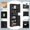 56 X 28 x 167.3cm bathroom cabinet, finished moisture-resistant lacquer, upper and lower cabinets + middle drawer, adjustable shelves, black handles.