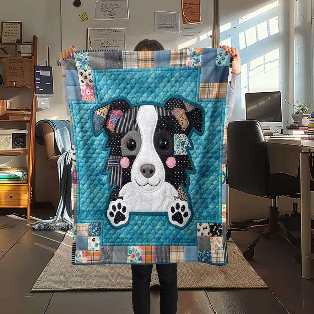 1Pc Dog Patchwork Art Print Flannel Blanket High Quality Warm Comfortable Cover for All Seasons Perfect for Gifts Home Decor