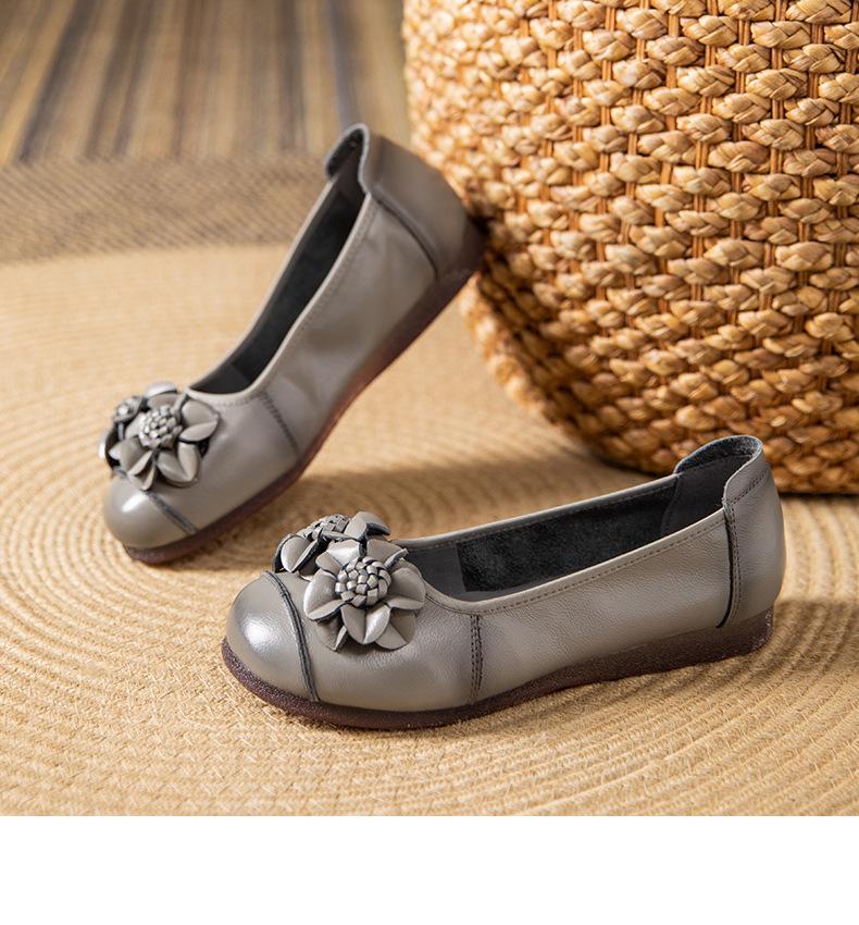 2025 Цветочные балетки Женские туфли ручной работы из натуральной кожи Женские роскошные мокасины Женские туфли для вождения без застежек