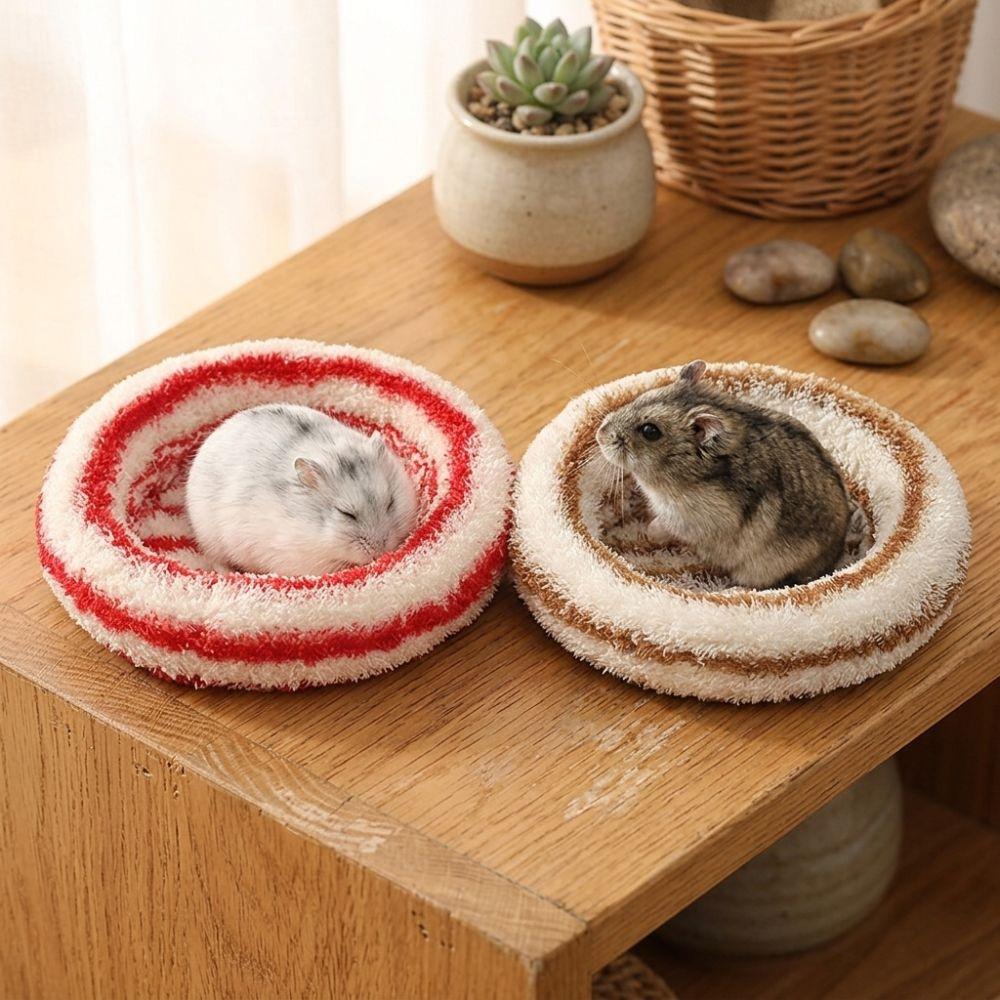 Soft Touch Hamster Round Plush Bed Thickened Fabric Bunny Warm Bed Pad Home Decor