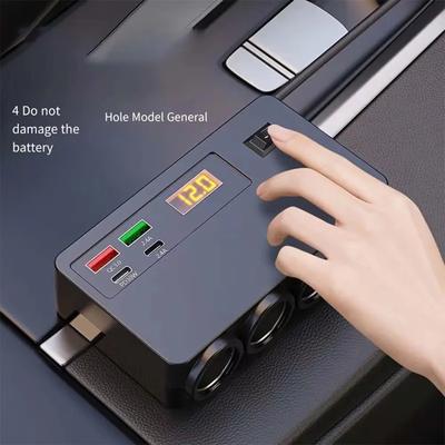 Разветвитель прикуривателя 12В/24В 4-портовый с цифровым дисплеем USB-зарядное устройство