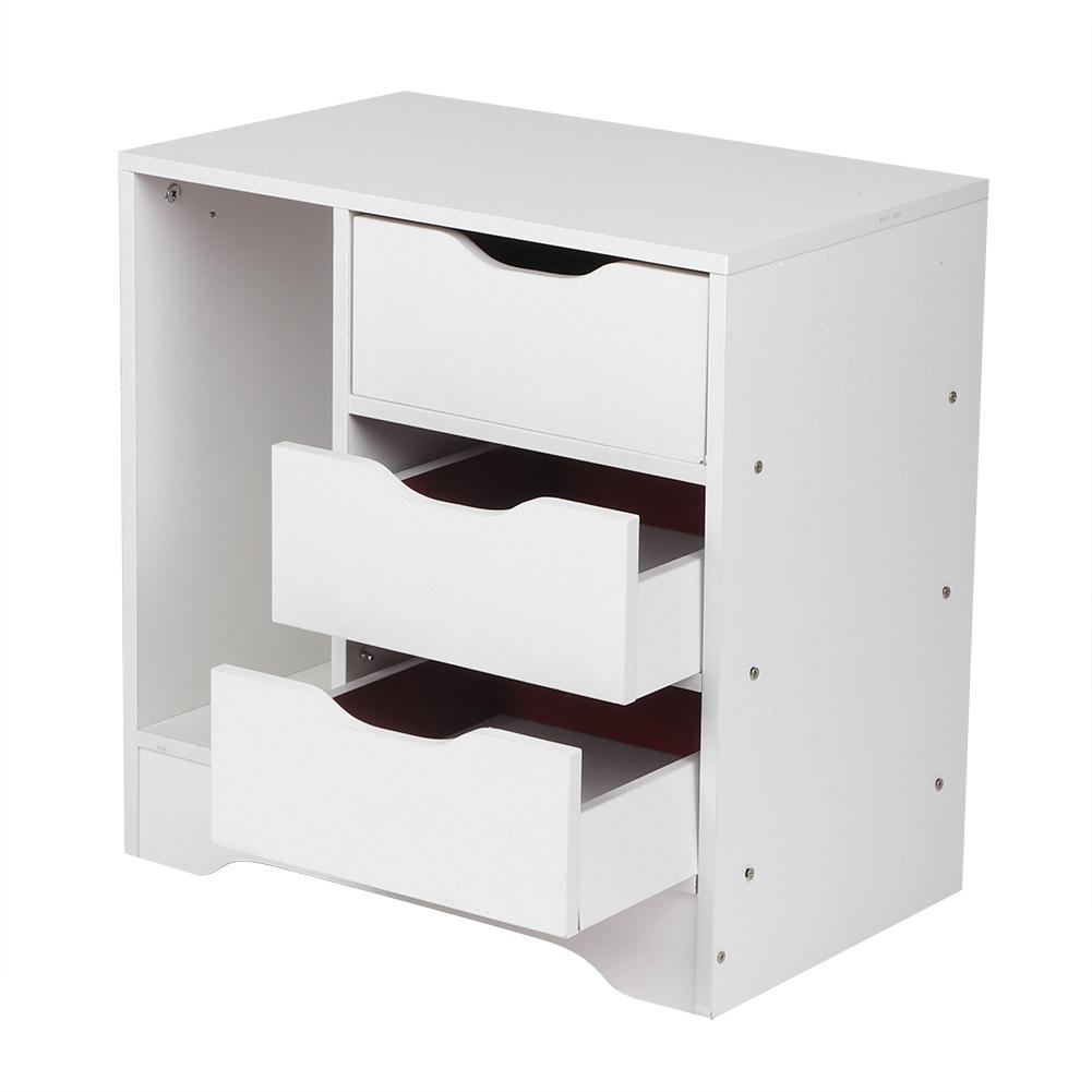 Modern Bedside Cabinet Chest Of 3 Drawer Bedroom Table Furniture (White)