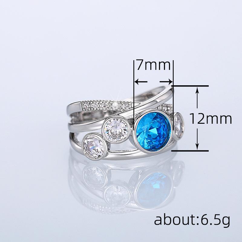 Xiaomi Huitan Silver Color Women Ring Inlaid Sparkling Blue Cubic Zirconia Trendy Charming Accessories Chic Jewelry for Party Daily
