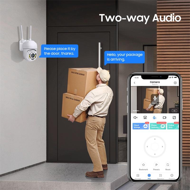 360° 2-мегапиксельная наружная система видеонаблюдения, Wi-Fi, камера безопасности Ptz, беспроводная система ночного видения, IP65, водонепроницаемые камеры наблюденияAA